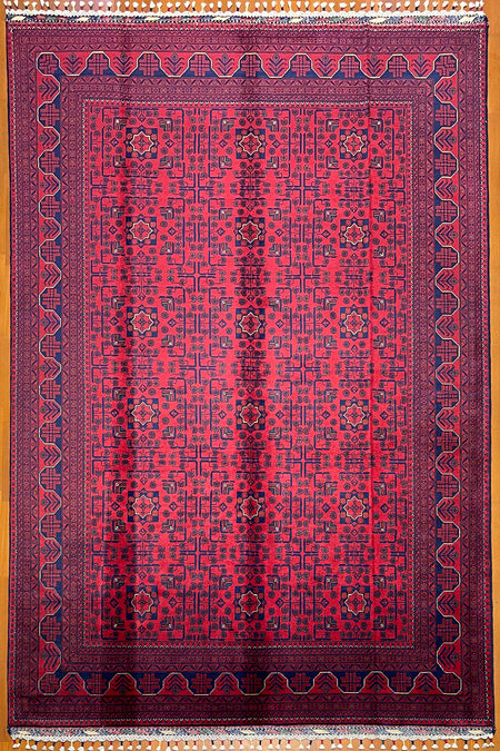 Afghan Rug 6 Meter Afghan Red Rug Hand-Woven 100% Wool Natural Dye Handicraft ile Harika Yildiz Pattern