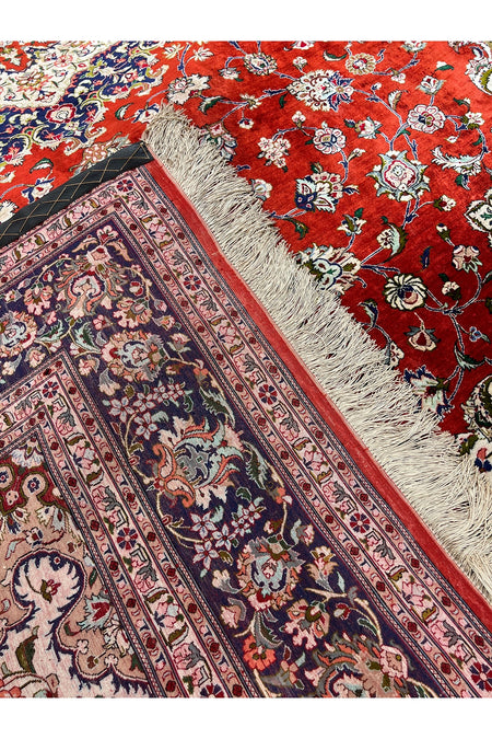 RD RAMAZAN DAG Hand Rug Art Hand-Woven Iranian Kum Rug Pure Silk Collector Piece Size 295x195
