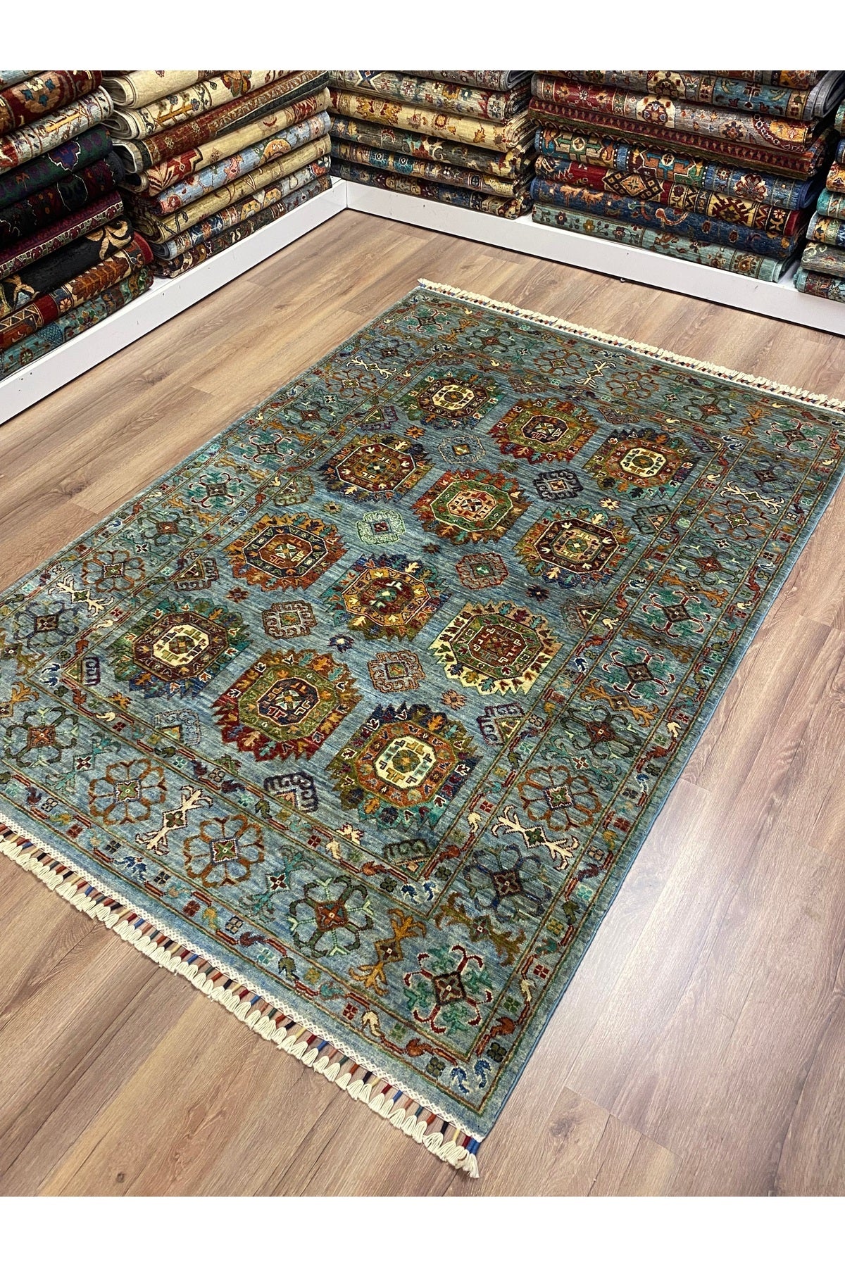 fethiyehalikilim Hand-Woven Afghan Usak Rug %100 Wool %100 Hand-Woven Natural Decorative Rug Handcrafted Original Design