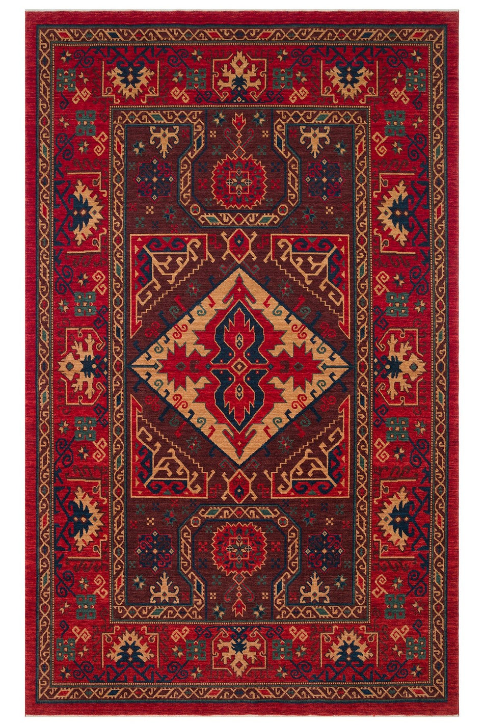 Nesem Rug Boutique Ekohali Kadim Kdm 04 Red Anatolian Motifs Featuring New Zellanda Wool with Produced Handcrafted - MALLTURK
