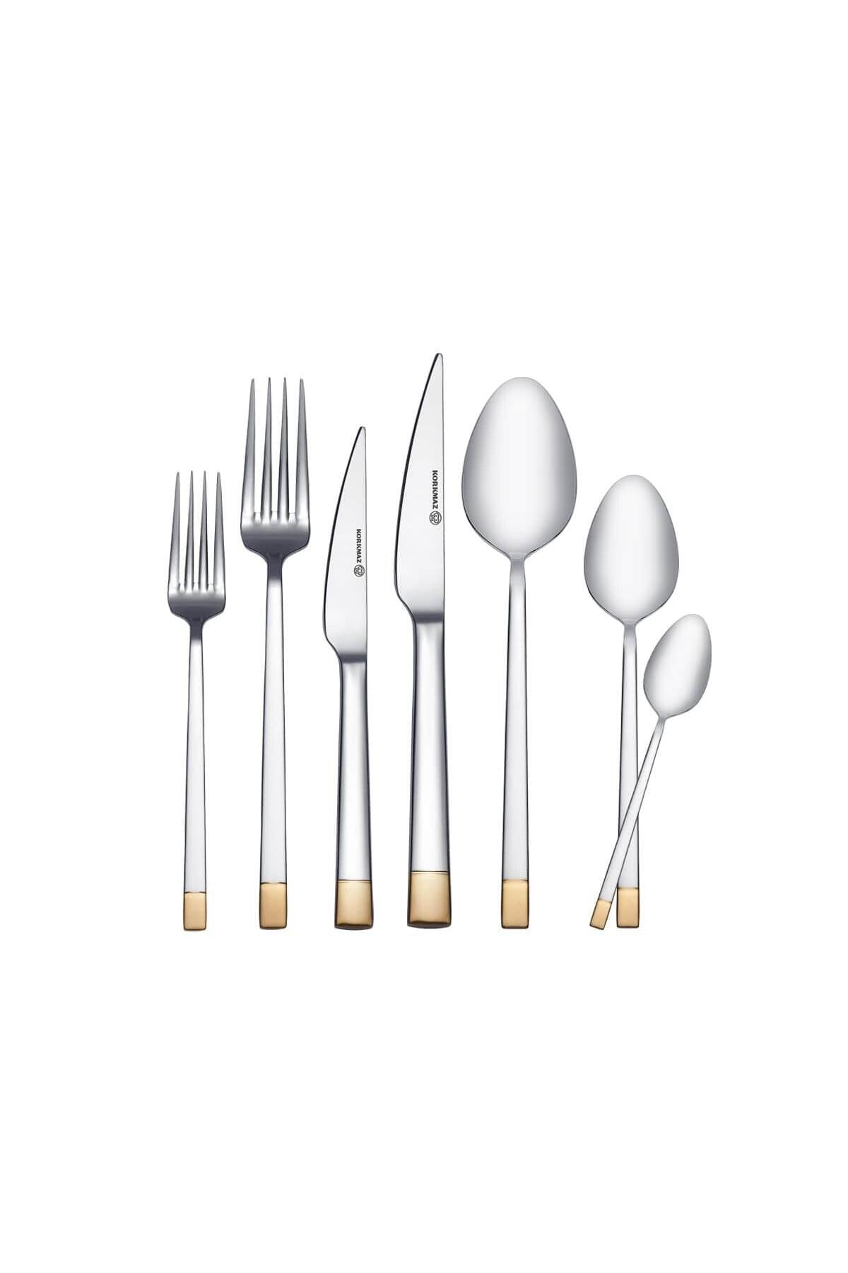 KORKMAZ polina gold 84 Piece Flatware Set a2515 - MALLTURK