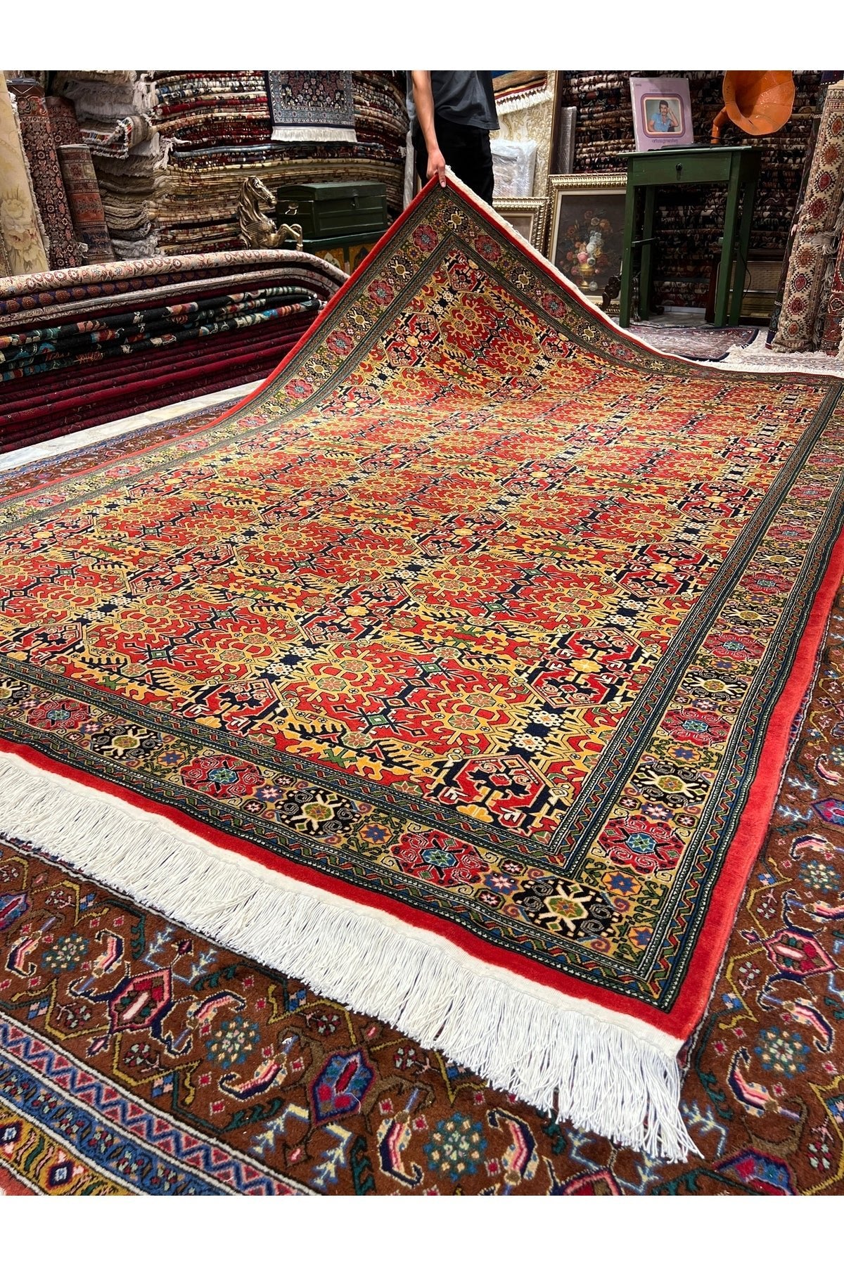 RD RAMAZAN DAG Hand Rug Art Hand-Woven Sumerbank Hereke Rug Sercuklu Design Size 300x200. - MALLTURK