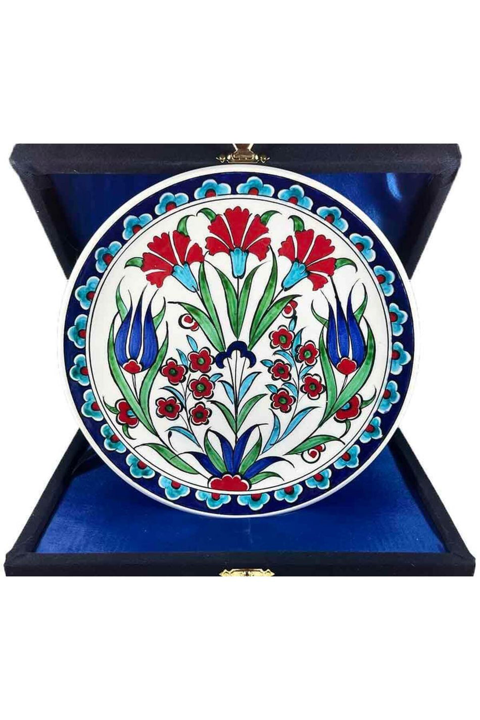 Cini Evi Iznik Tile Plate Gift Tulip Carnation Patterned 18 cm - MALLTURK