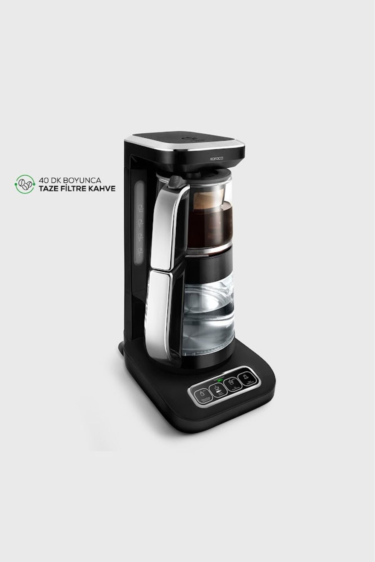 Karaca Robotea Pro 4 in 1 Talking Glass Tea Maker Black Chrome - MALLTURK