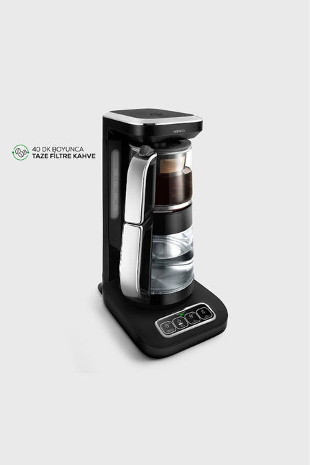 Karaca Robotea Pro 4 in 1 Talking Glass Tea Maker Black Chrome - MALLTURK