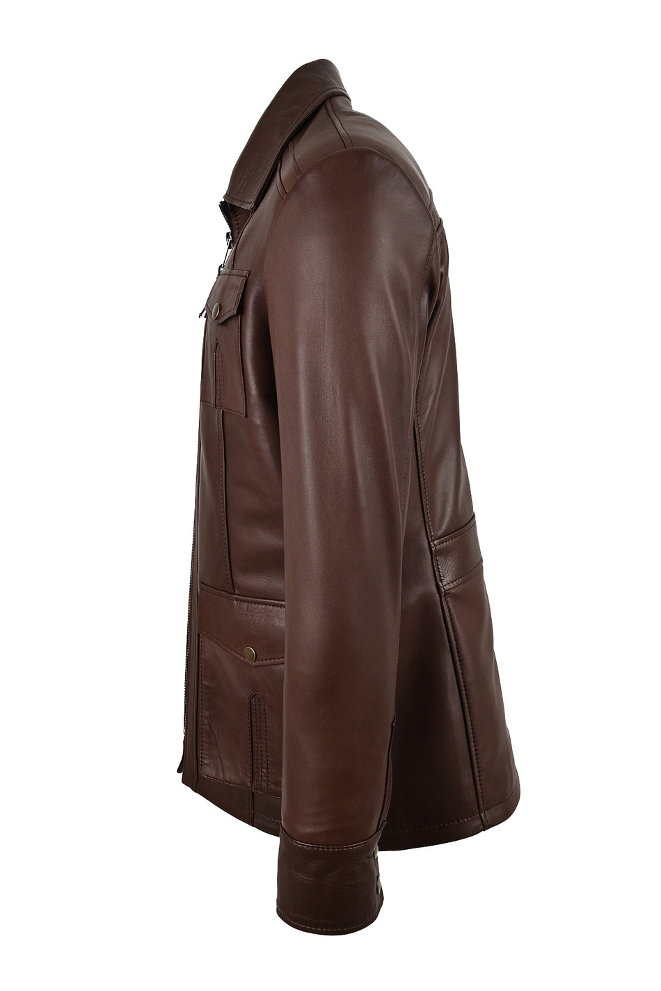 ALIN Kaya Men's Genuine Leather Zip-Up Leather Jacket Brown