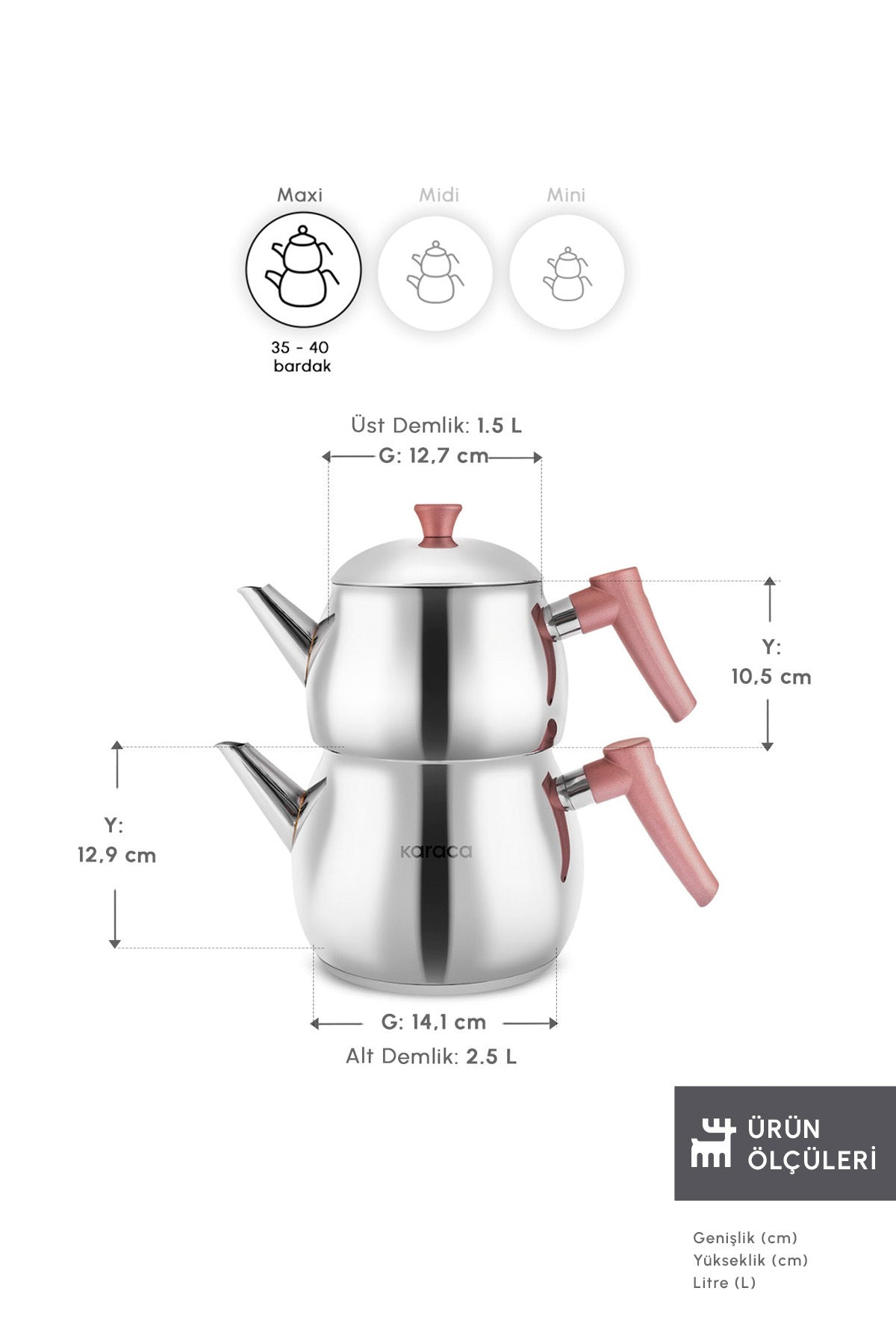 Karaca Frezya Maxi Teapot Set Rose - MALLTURK
