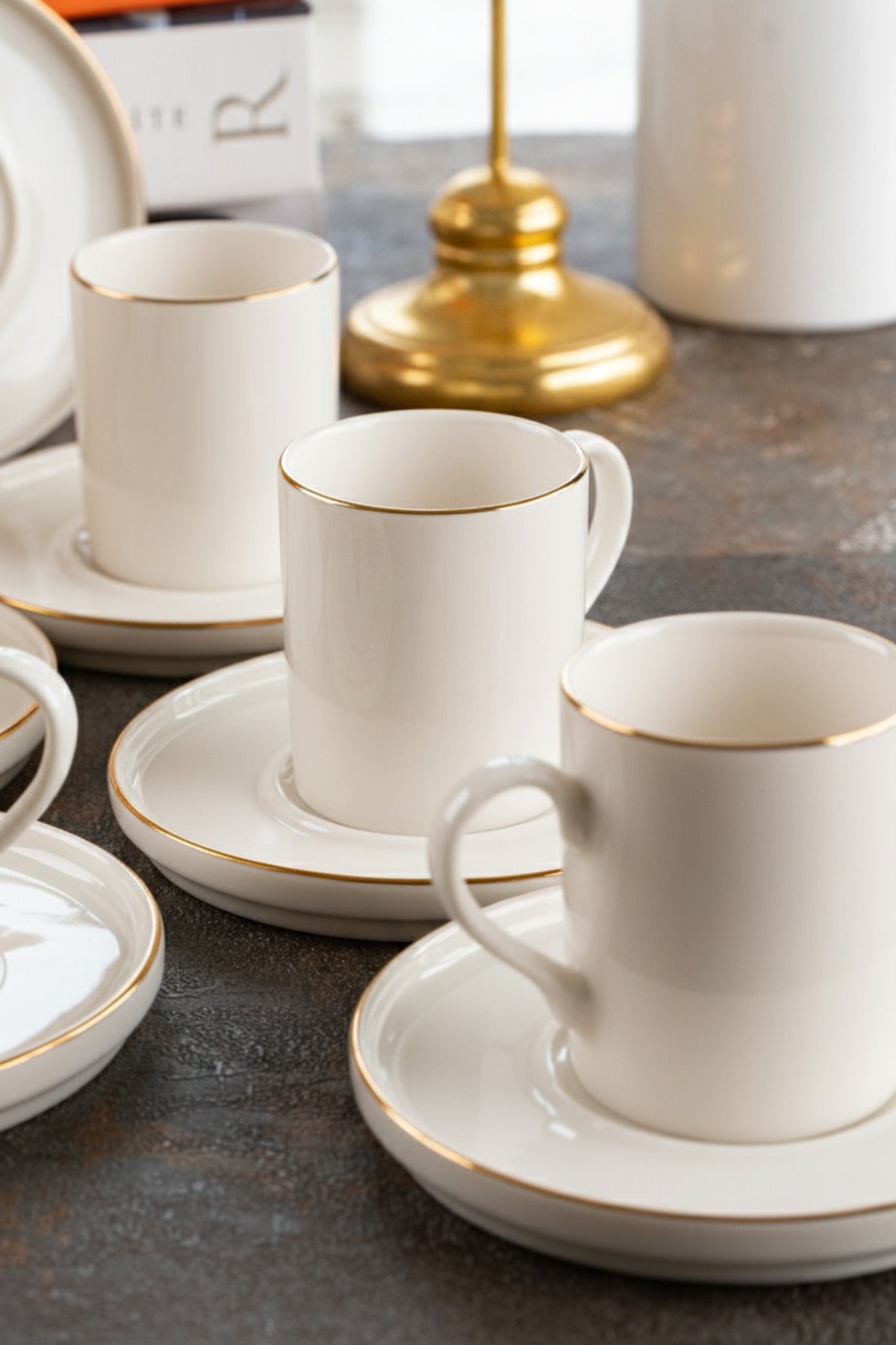 Farika Porselen Miray 12-Piece Gold-Plated Coffee Cup Set for 6 People - MALLTURK