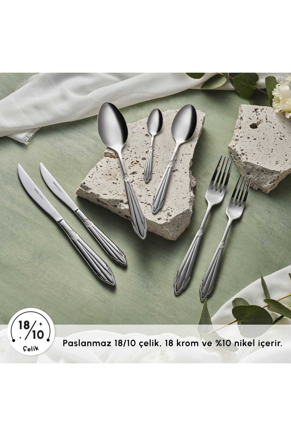 Karaca new mantilla elegance 84 Piece 12 Place Setting Flatware Boxed - MALLTURK