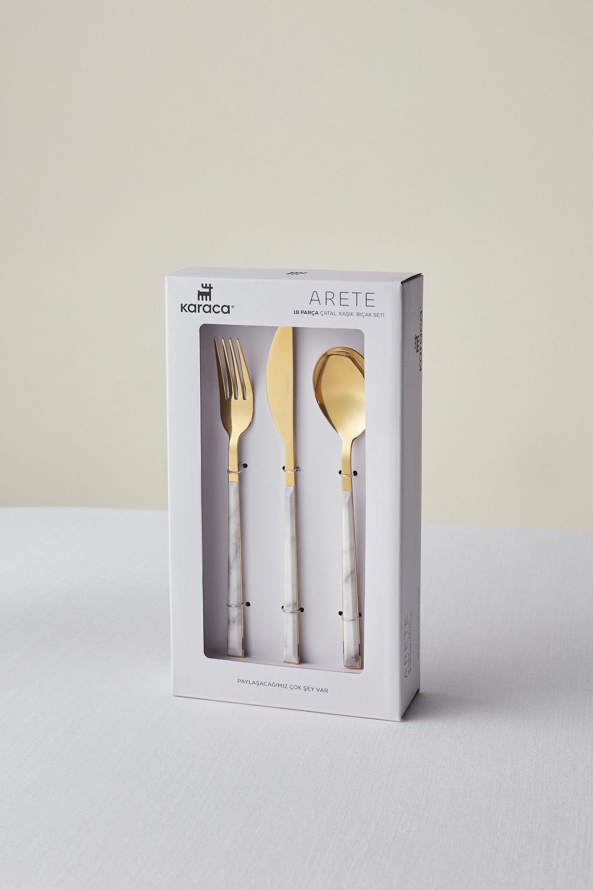 Karaca arete 18 Piece 6 Place Setting Flatware Set gold - MALLTURK
