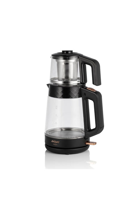 Arzum AR3101 Gusto Glass Tea Maker, 1900 W, 0.9 L Teapot Capacity, Black - MALLTURK