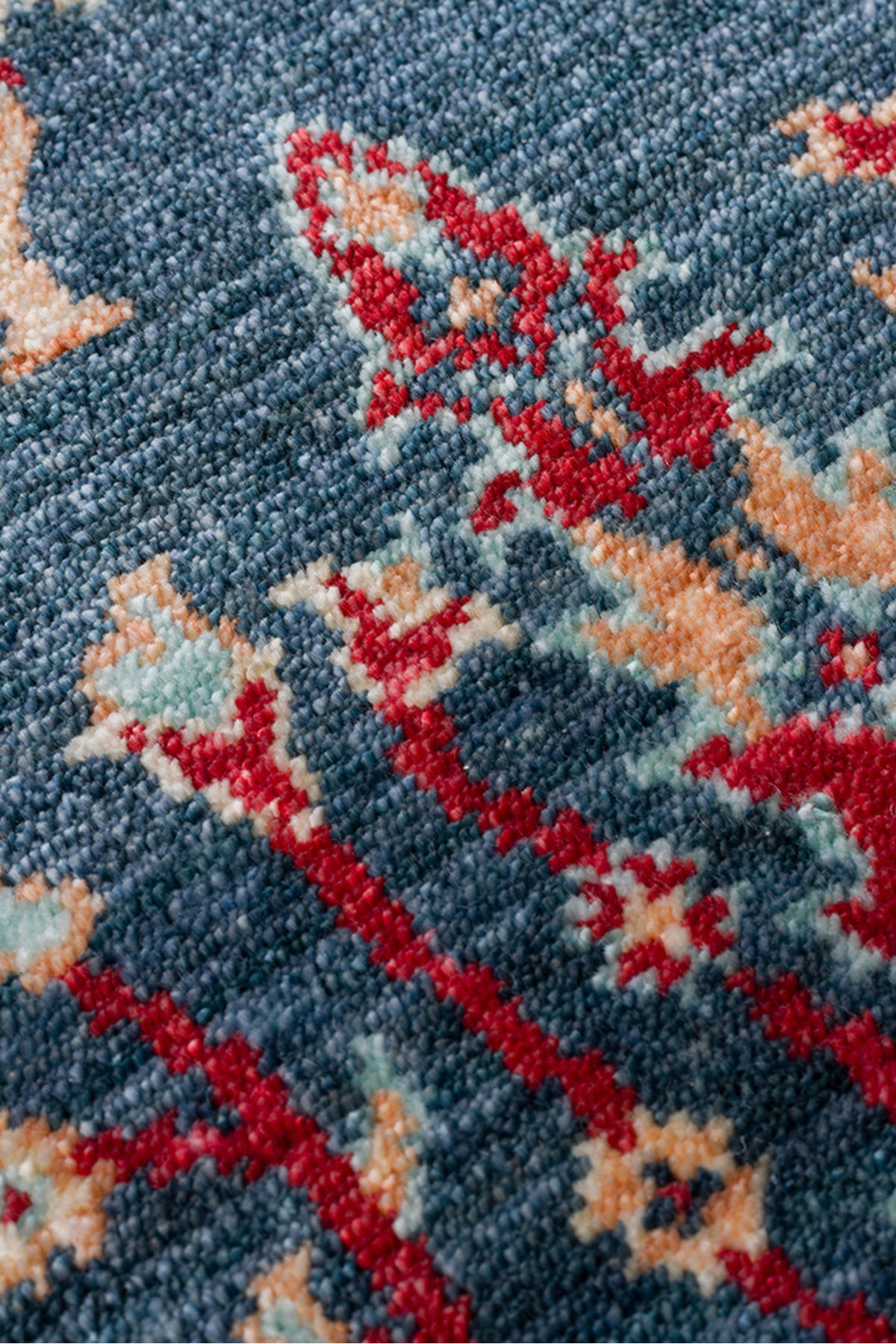 Eko Hali Zara Zr08 Navy Turquoise Authentic Patterned Modern Usak Carpet, Handcrafted on Special Looms. - MALLTURK