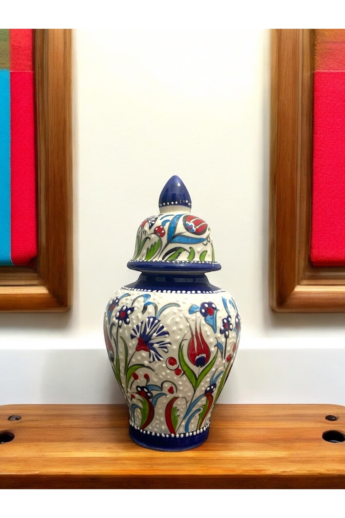 STORESZA Traditional Kutahya Ceramic Cube Vase - 25 cm - MALLTURK