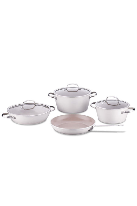 KORKMAZ Nea Sera 7 Piece Vanilya Cookware Set