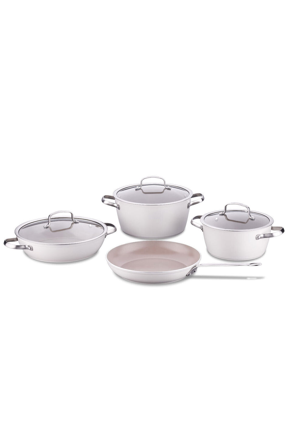 KORKMAZ Nea Sera 7 Piece Vanilya Cookware Set