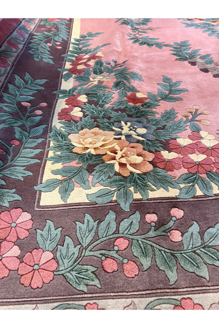 RD RAMAZAN DAG Hand Rug Art Hand-Woven Embossed Chinese Rug Premium Quality Pink Color Size 370x274 - MALLTURK