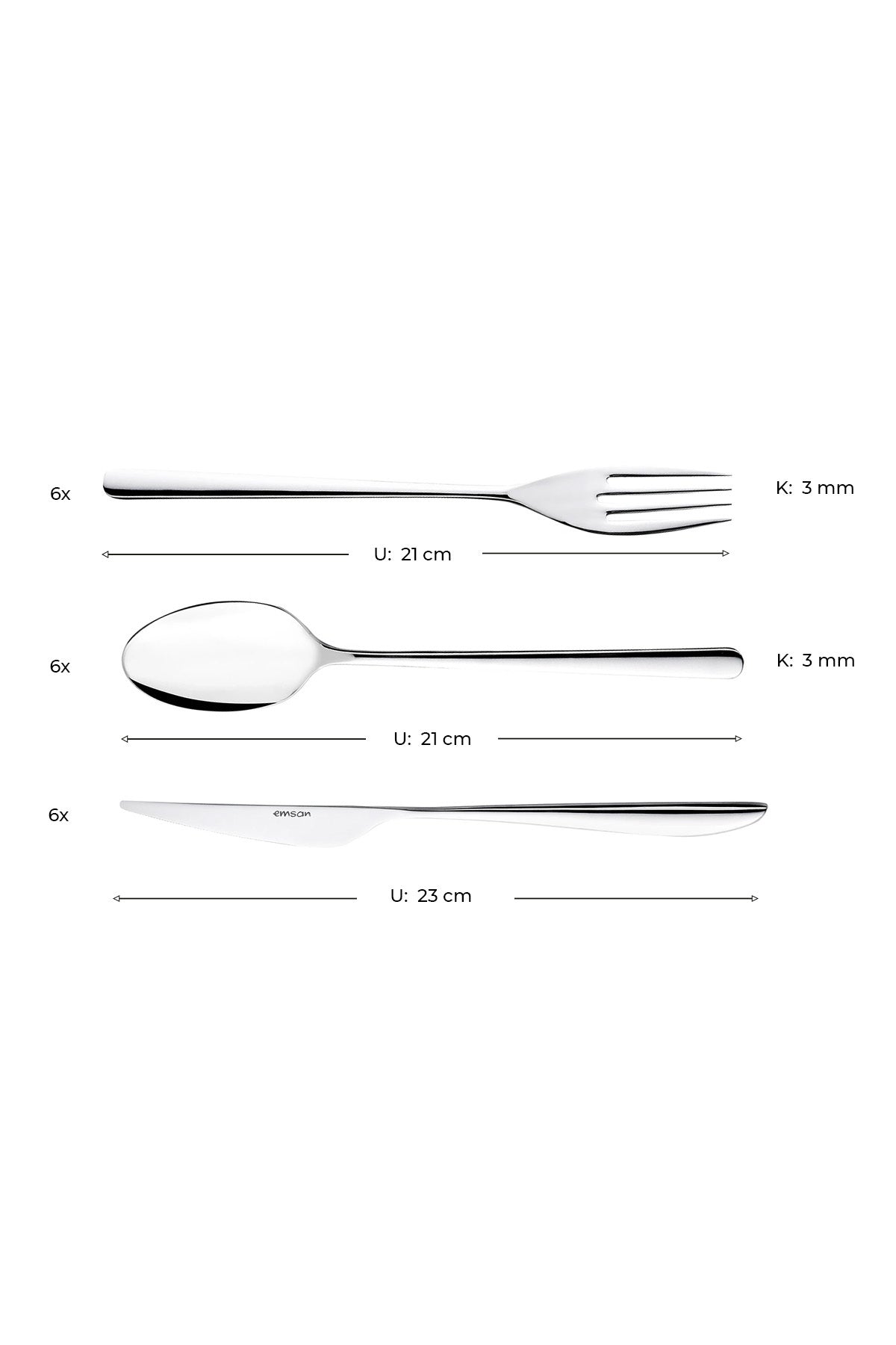Emsan bello 18 Piece 6 Place Setting Flatware Set - MALLTURK