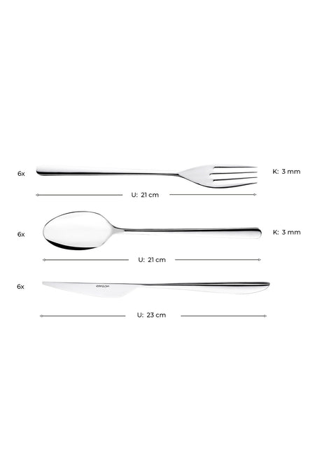 Emsan bello 18 Piece 6 Place Setting Flatware Set - MALLTURK