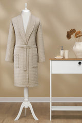 Ozdilek Textured Waffle Shawl Collar Bathrobe - MALLTURK