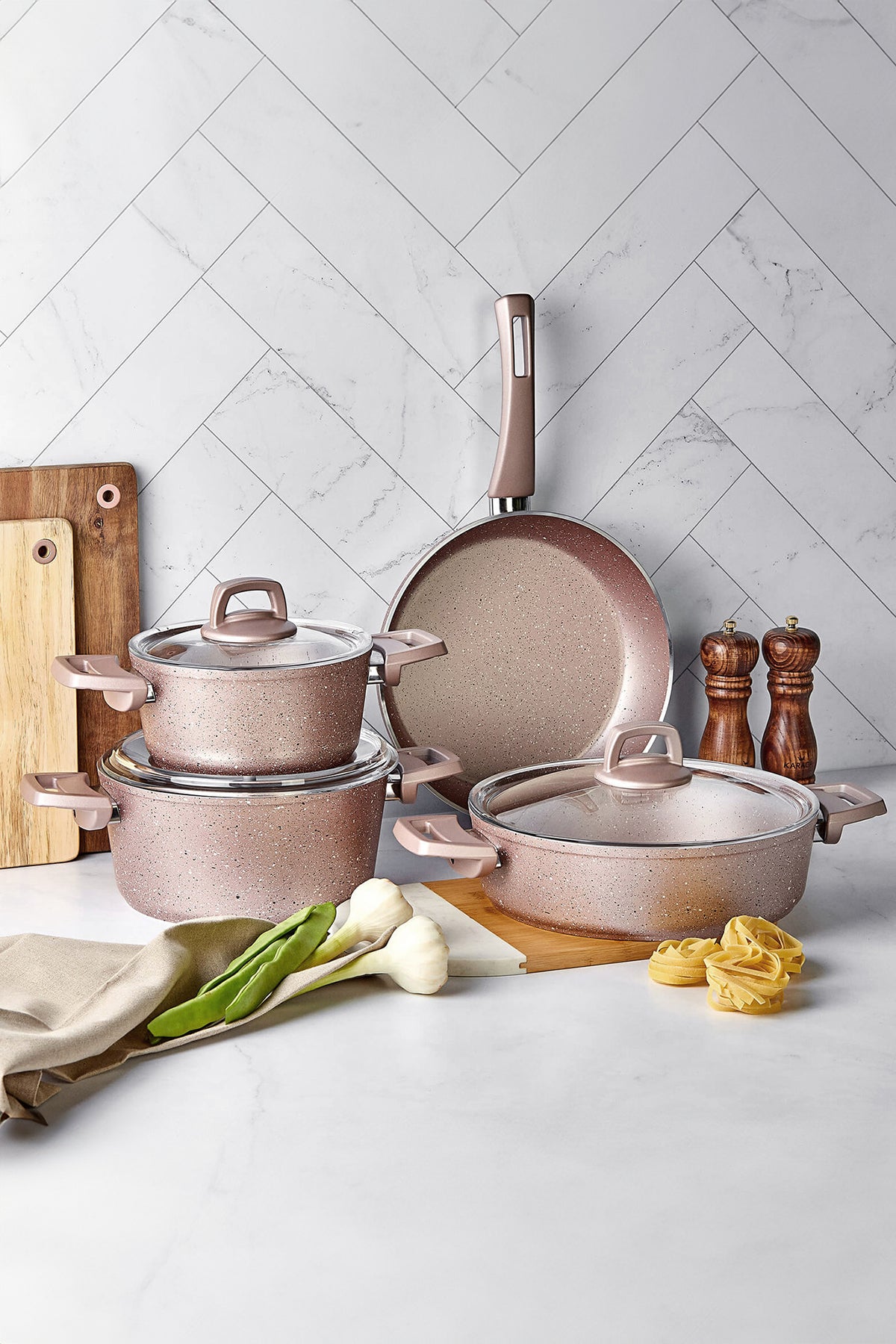 Karaca Biogranit Rose 7 Piece Cookware Set