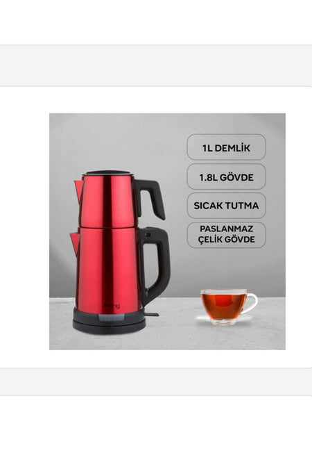 King Kcm331 Tea Pro Stainless Steel Tea Maker, Red - MALLTURK