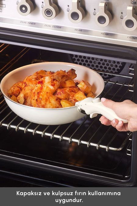 Karaca Swiss Crystal Almond Easy Clip 5 Piece Induction Compatible Ic Ice Gecebilen Pot and Frying Pan Set