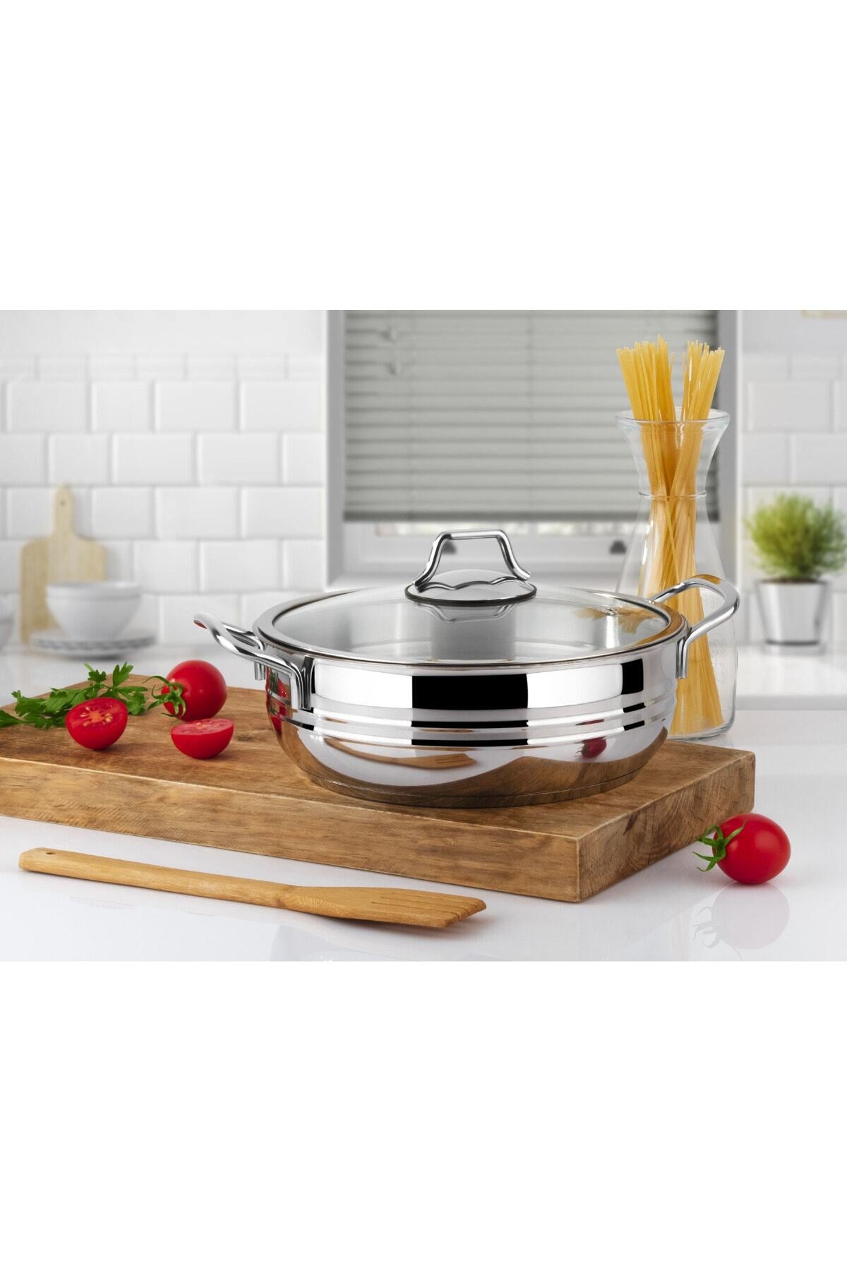 Lines Oscar Handle Glass Lid Basik Pot