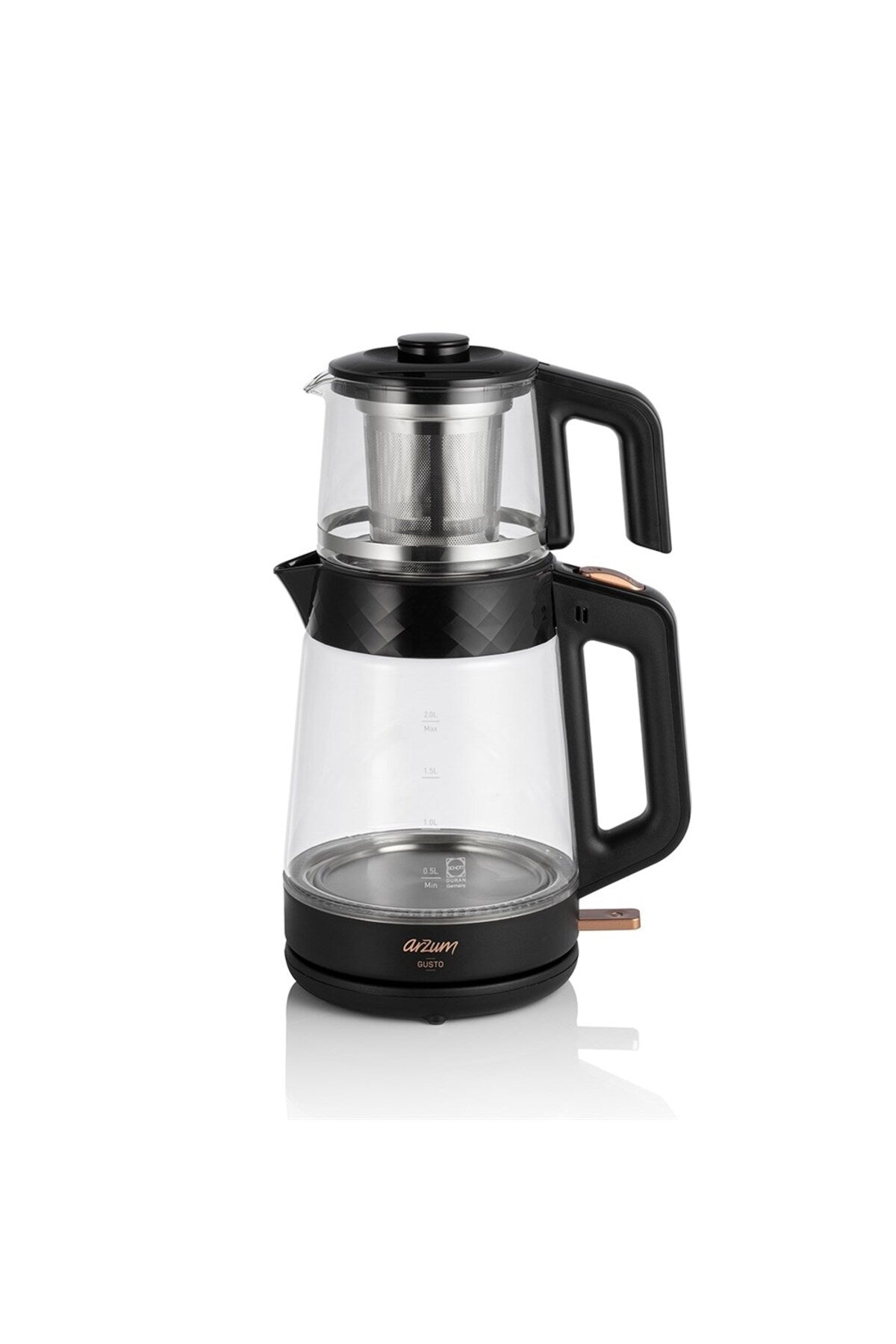 Arzum AR3101 Gusto Glass Tea Maker, 1900 W, 0.9 L Teapot Capacity, Black - MALLTURK