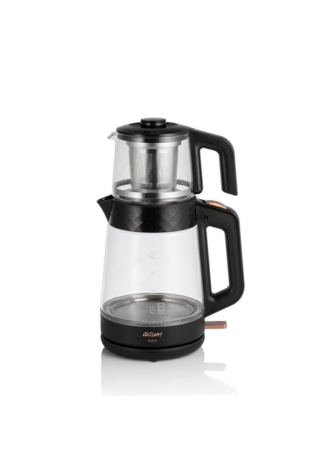 Arzum AR3101 Gusto Glass Tea Maker, 1900 W, 0.9 L Teapot Capacity, Black - MALLTURK
