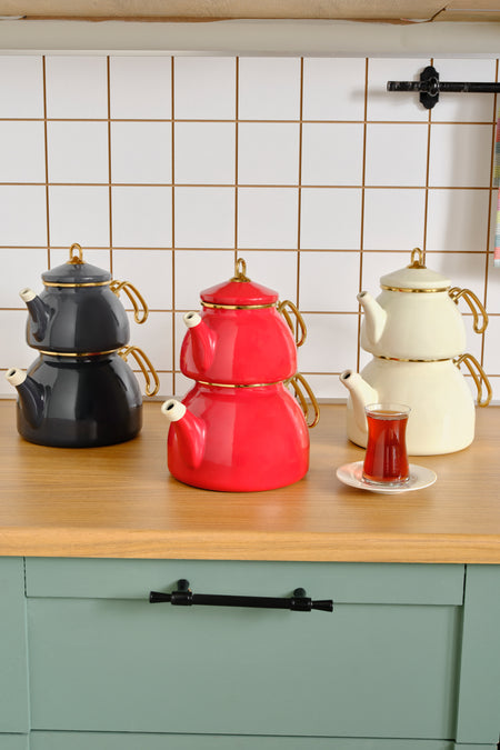 Karaca Retro Enamel Midi Teapot Anthracite - MALLTURK