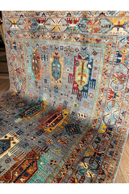 Rustikev Hand-Woven Afgan Wool Vezir Rug - MALLTURK
