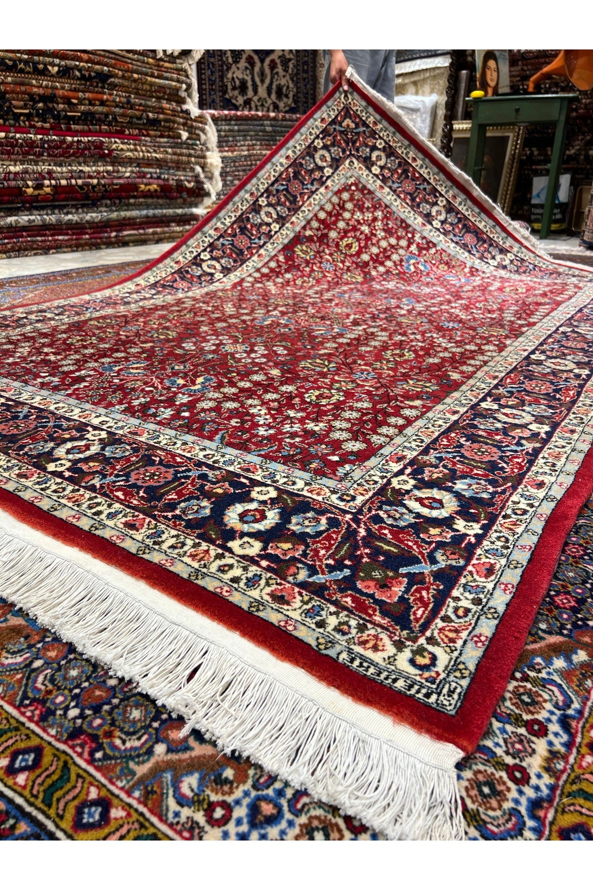 RD RAMAZAN DAG Hand Rug Art Hand-Woven Hereke Rug Signed Seven Mountains Flower Design Size 223x145. - MALLTURK