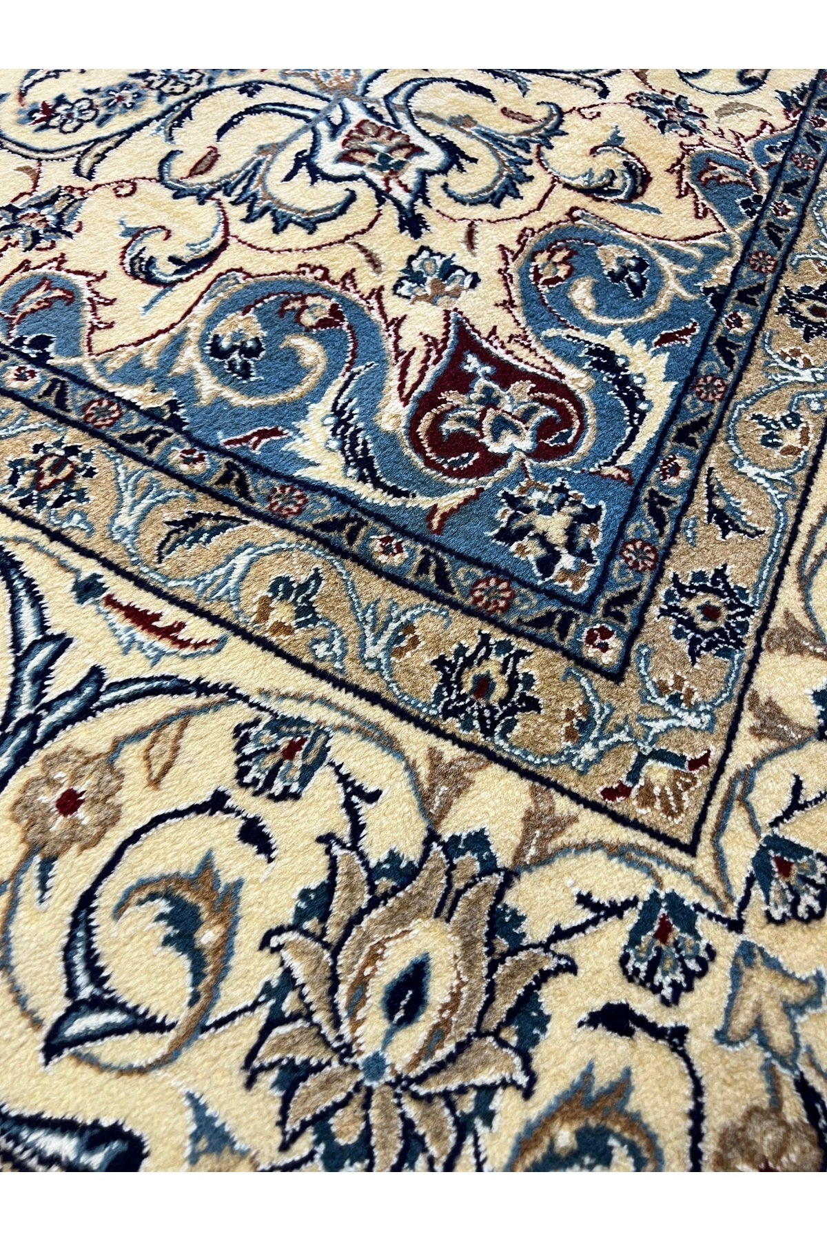 RD RAMAZAN DAG Hand Rug Art Hand-Woven Iranian Nain Rug Silk Wool Blend Size 300x200 - MALLTURK