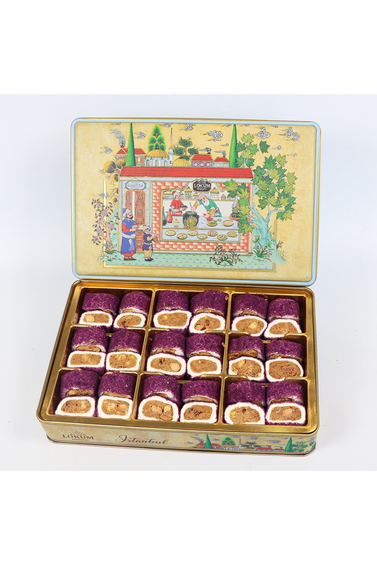 Lokum Atolyesi hurrem Sultan Style kadife mor Pistachio Hazelnut Almond dolma Turkish Delight 600g