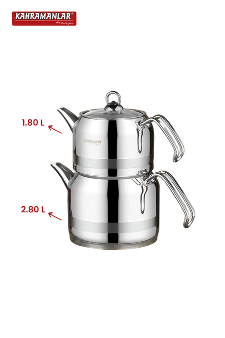 Kahramanlar Milano Mega Size Platinum Teapot Set - MALLTURK