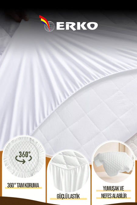 Erko Dort Mevsim Waterproof Cotton Fitted Mattress Protector - MALLTURK