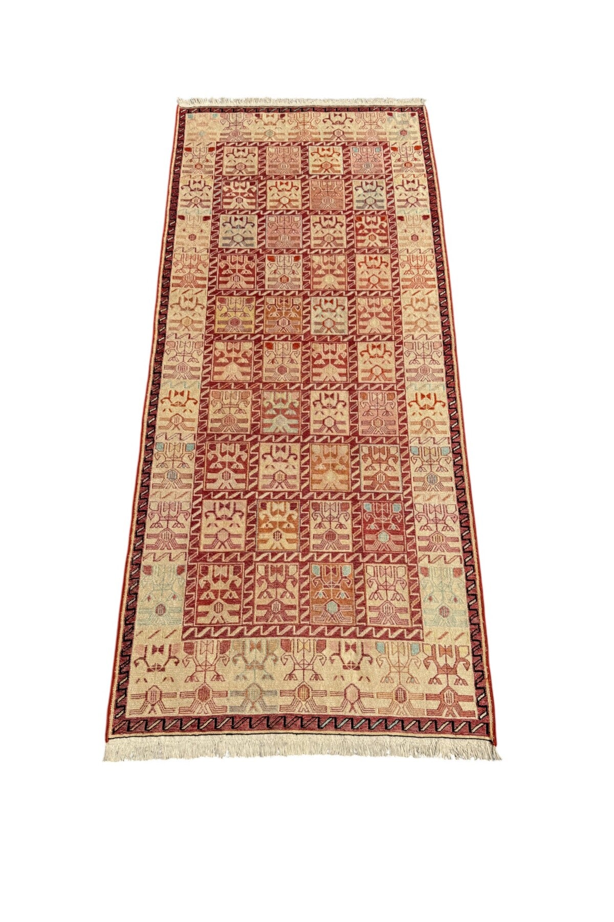 BURAK Rug Hand-Woven Iranian Soumak Kilim 81x185 Pure Silk Kilim Runner - MALLTURK