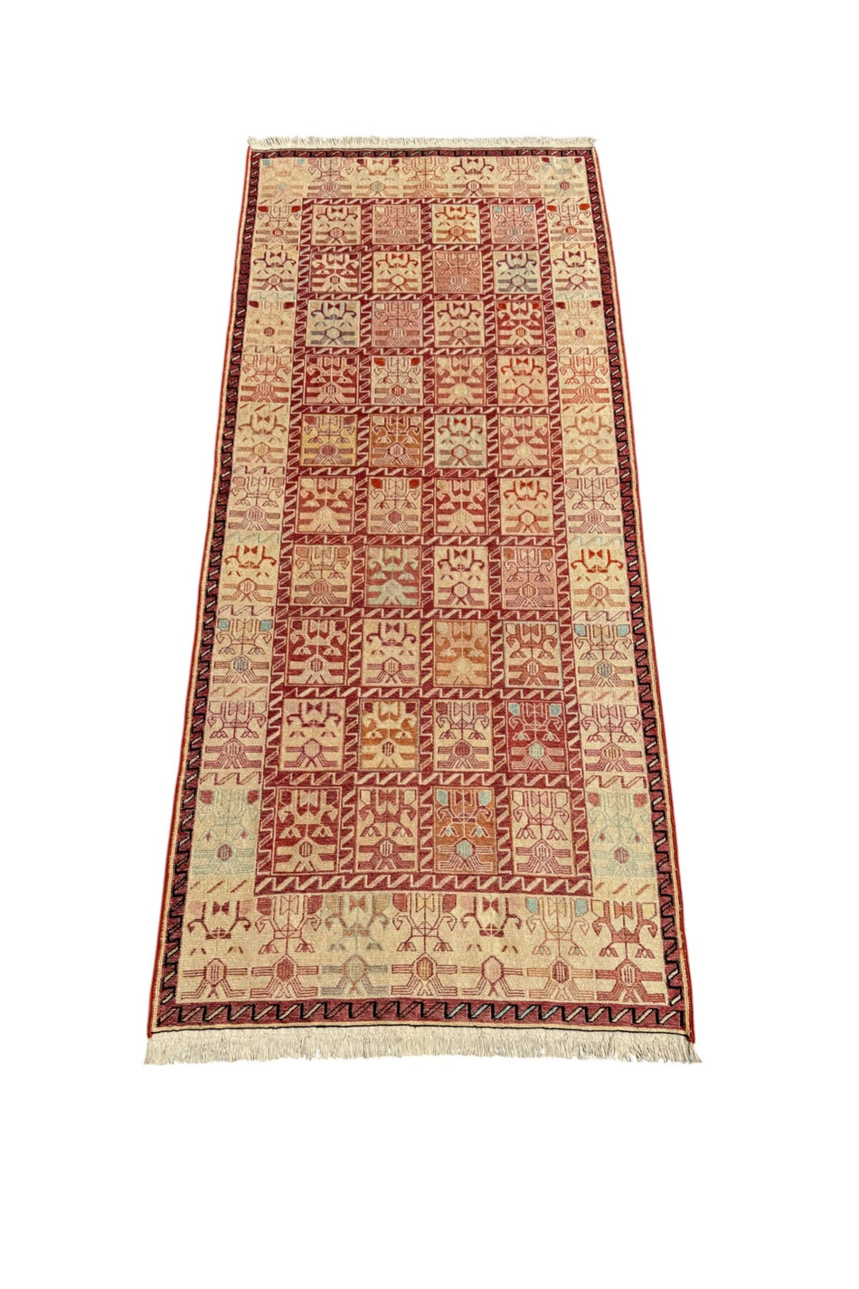 BURAK Rug Hand-Woven Iranian Soumak Kilim 81x185 Pure Silk Kilim Runner