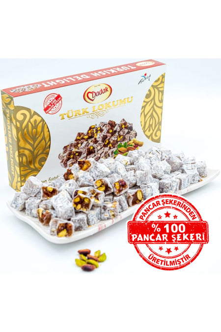Dadak Turkish Delight and kuruyemis Powdered Sugar Pistachio Mini Turkish Delight 500 g - MALLTURK