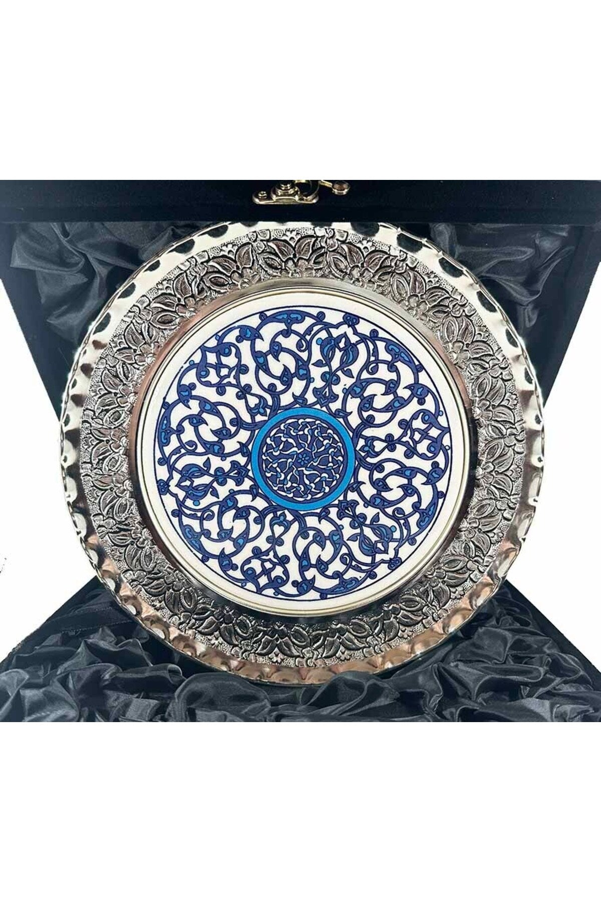 Cini Evi Blue White Ceramic Silver-Plated Plaque - MALLTURK