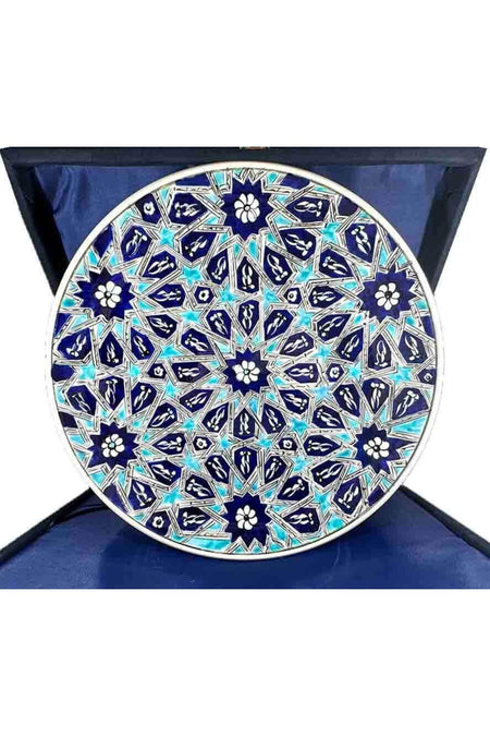 Cini Evi Selcuklu Yildizinin Isiltisi 30cm Iznik Tile Plate - MALLTURK