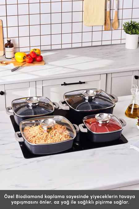 Karaca Biodiamond Soneva Induction Compatible 8 Piece Cookware Set - MALLTURK
