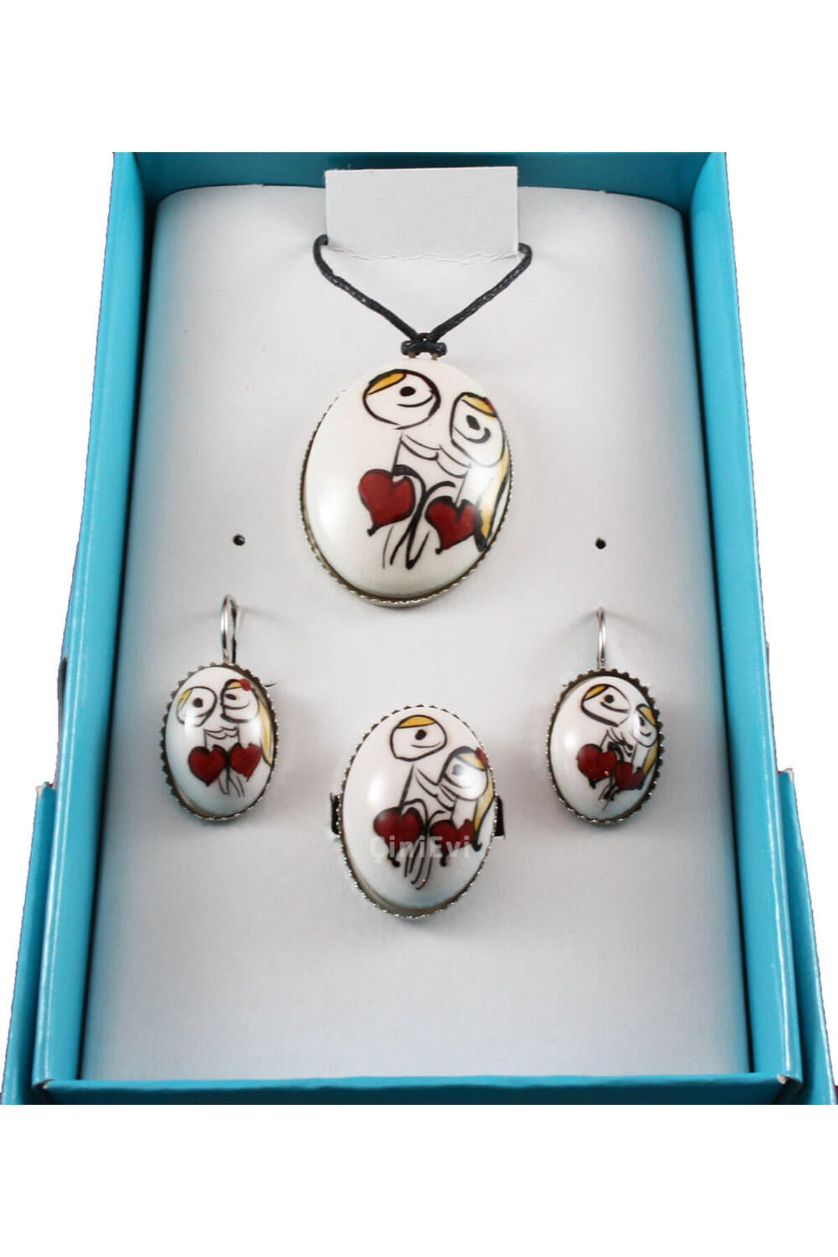 Cini Evi Asik Ciftler Tile Jewelry Set - MALLTURK