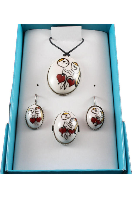Cini Evi Asik Ciftler Tile Jewelry Set - MALLTURK
