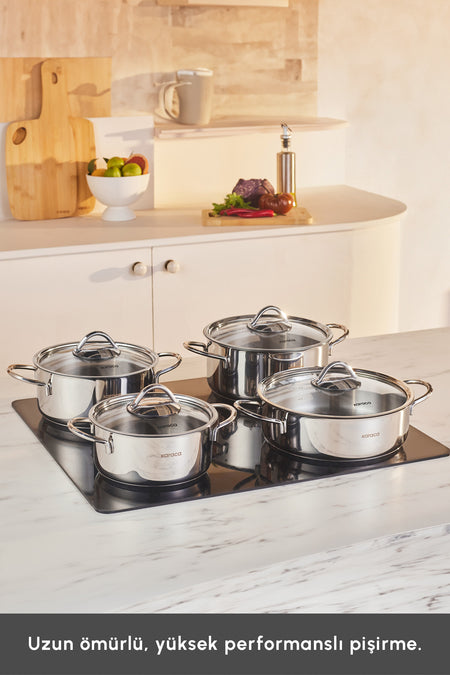 Karaca Sakura Powersteel 316 Induction Compatible 8 Piece Cookware Set - MALLTURK