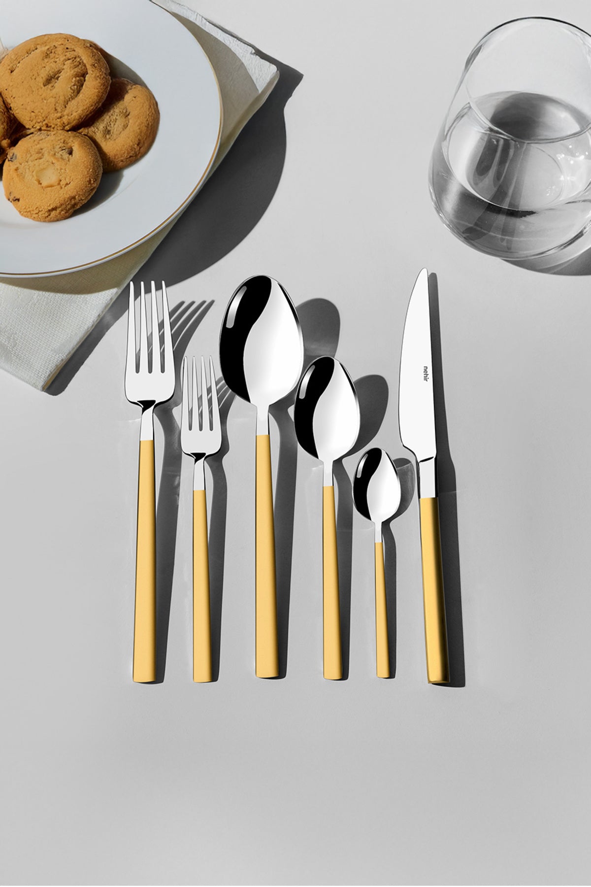 Nehir dalyan altin Satin 12 Place Setting 72 Piece Boxed Flatware Set - MALLTURK