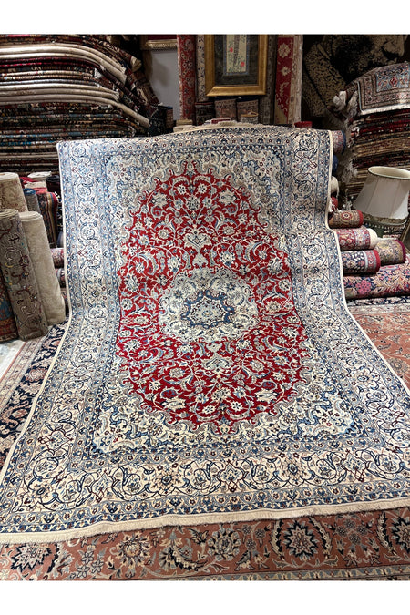 RD RAMAZAN DAG Hand Rug Art Hand-Woven Iranian Nain Rug Wool Blend Premium Quality KokBoya Size 320x200 - MALLTURK