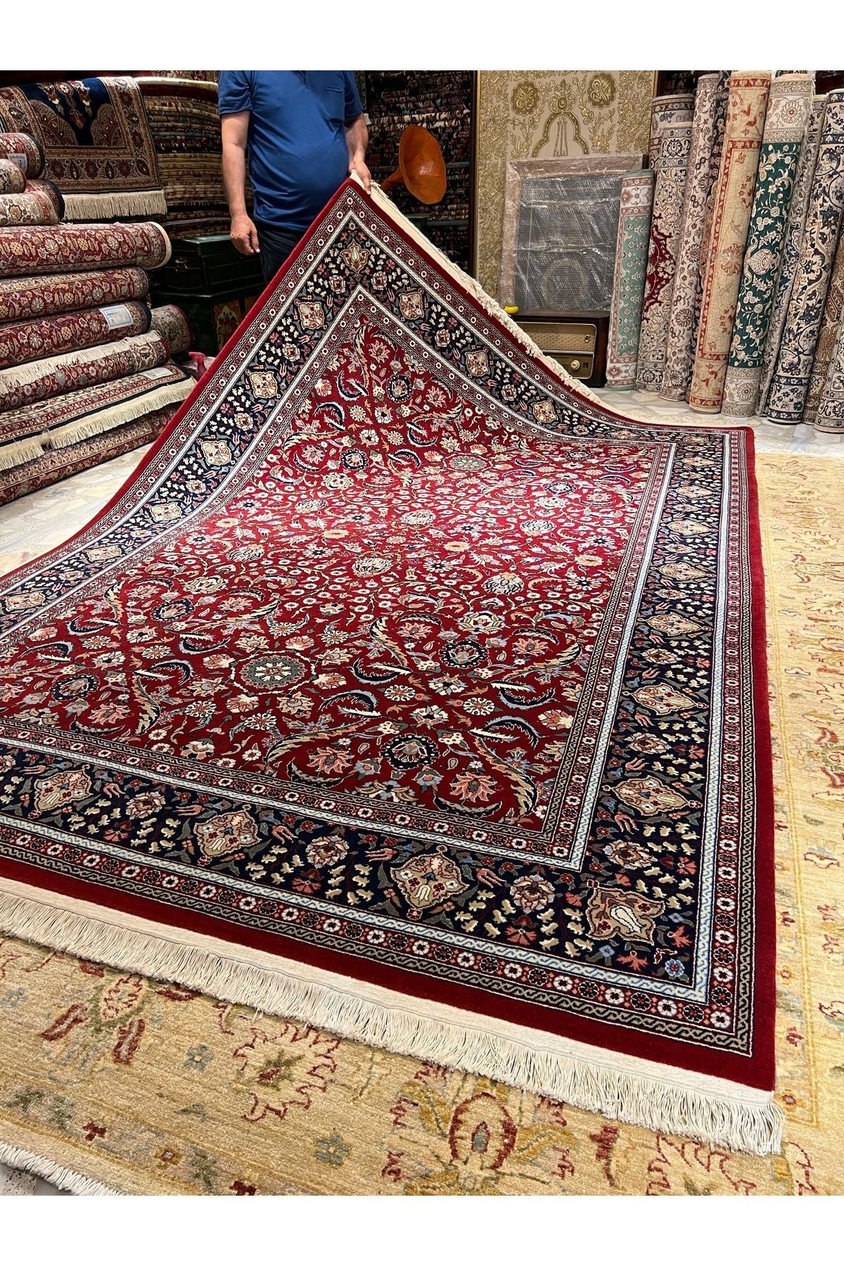 RD RAMAZAN DAG Hand Rug Art Hand-Woven Hereke Rug Signed Premium Quality Cotton Base Wool Weave Natural Dye Size 3x2 - MALLTURK