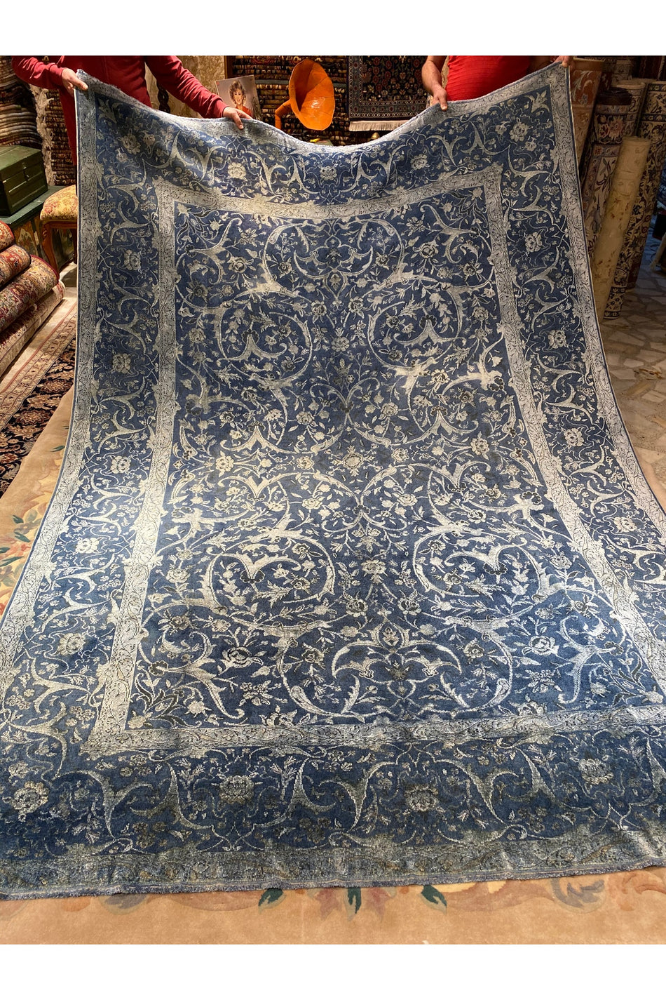 RD RAMAZAN DAG Hand Rug Art Hand-Woven Fine Rug Silk Weave Tughra Kumkapi Pattern 3.13x2.20
