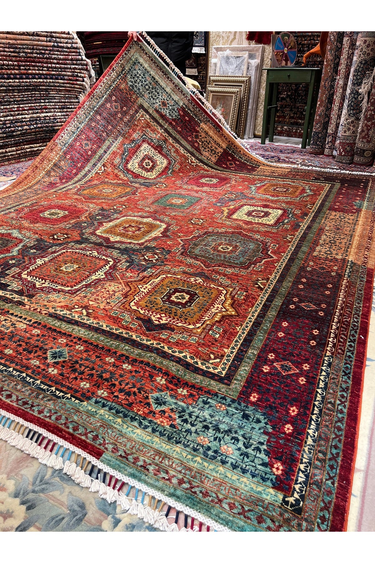 RD RAMAZAN DAG Hand Rug Art Hand-Woven Afgan Memluk Rug Size 302x252 - MALLTURK